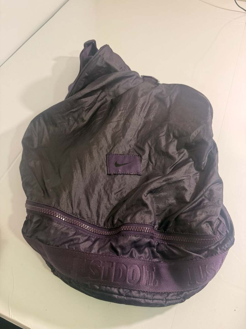 Nike Purple Woven Nylon Crossbody Shoulder Bag with Just Do It Strap